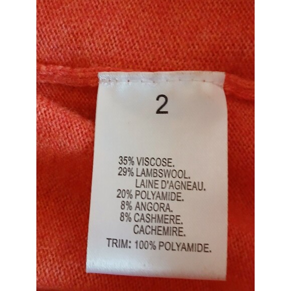 Nougat Womens London Orange Ruched Cropped Shrunken Sweater Lambswool Blend Sz 2 - Picture 16 of 16
